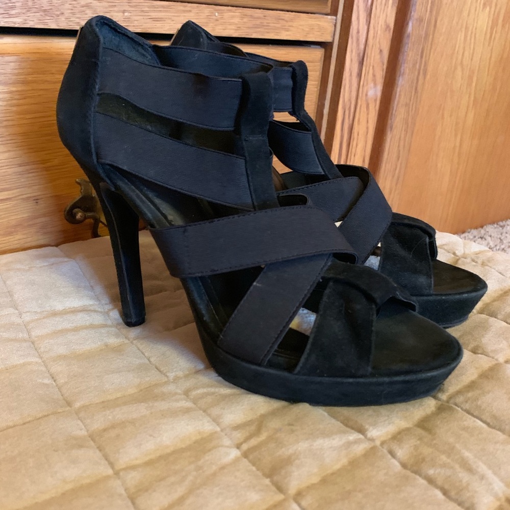 Strappy black heels size 8